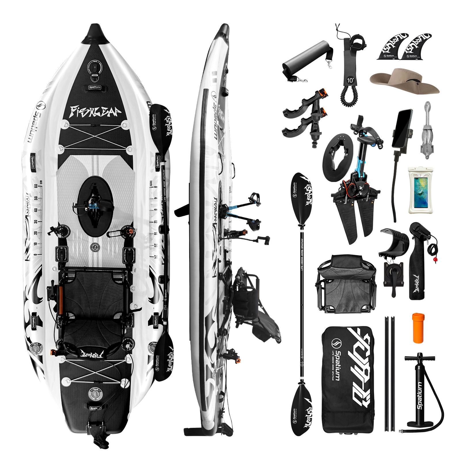 Fishing Kayak Pedal Drive - เรือคายัคเป่าลม Spatium 11.5 ฟุต พร้อมมอเตอร์และแป้นเหยียบแบบ Flipper